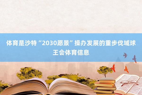 体育是沙特“2030愿景”操办发展的重步伐域球王会体育信息