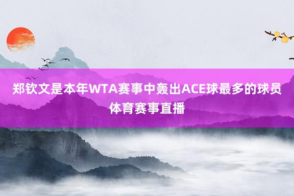 郑钦文是本年WTA赛事中轰出ACE球最多的球员体育赛事直播