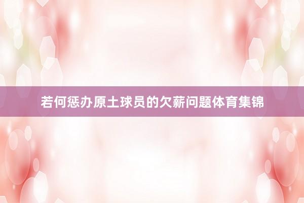 若何惩办原土球员的欠薪问题体育集锦