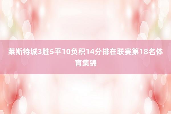 莱斯特城3胜5平10负积14分排在联赛第18名体育集锦