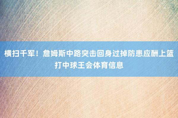 横扫千军！詹姆斯中路突击回身过掉防患应酬上篮打中球王会体育信息