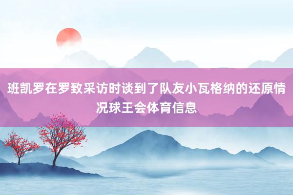 班凯罗在罗致采访时谈到了队友小瓦格纳的还原情况球王会体育信息