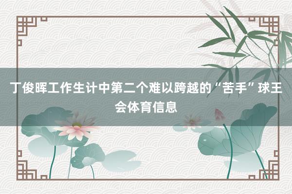 丁俊晖工作生计中第二个难以跨越的“苦手”球王会体育信息