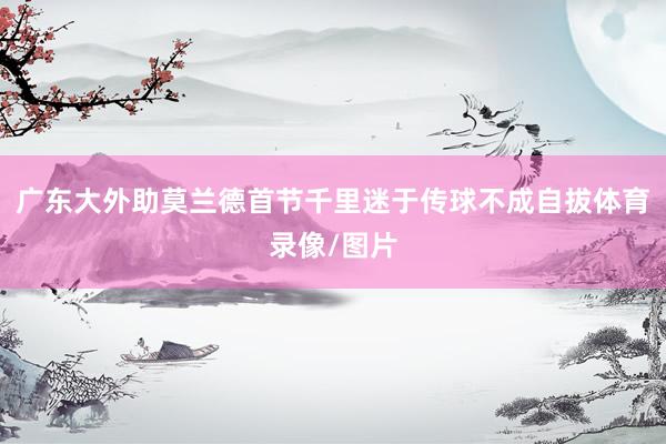 广东大外助莫兰德首节千里迷于传球不成自拔体育录像/图片