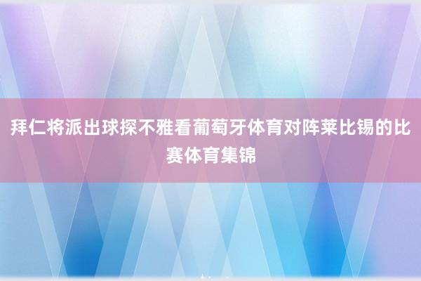 拜仁将派出球探不雅看葡萄牙体育对阵莱比锡的比赛体育集锦