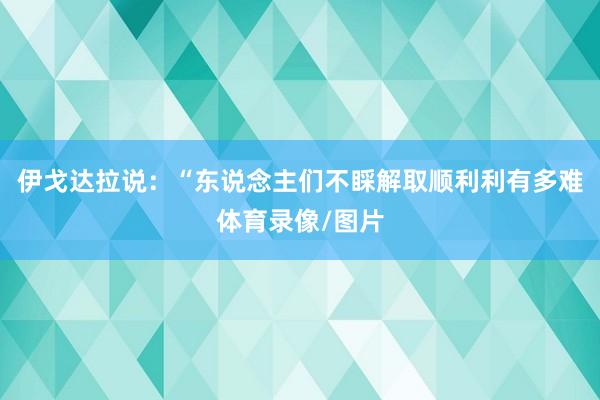 伊戈达拉说：“东说念主们不睬解取顺利利有多难体育录像/图片