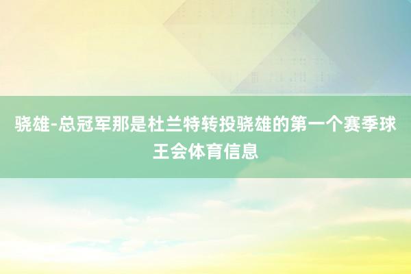 骁雄-总冠军那是杜兰特转投骁雄的第一个赛季球王会体育信息