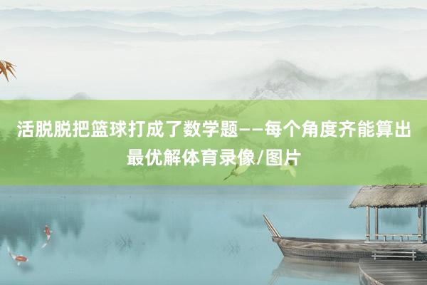 活脱脱把篮球打成了数学题——每个角度齐能算出最优解体育录像/图片