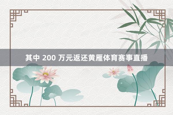 其中 200 万元返还黄雁体育赛事直播