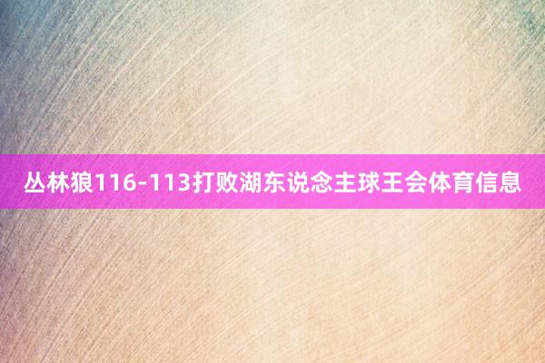 丛林狼116-113打败湖东说念主球王会体育信息