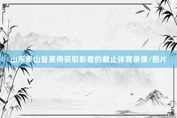 山东泰山皆莫得获取彰着的截止体育录像/图片