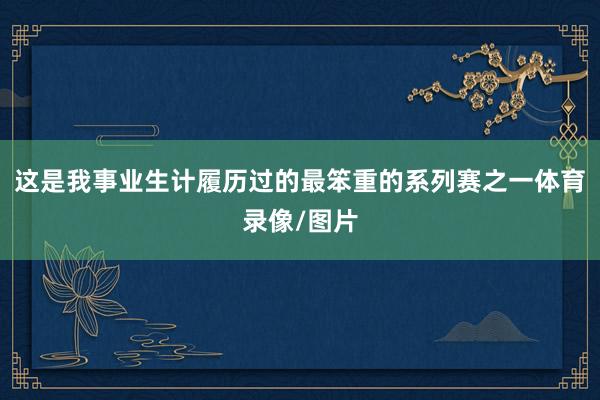 这是我事业生计履历过的最笨重的系列赛之一体育录像/图片