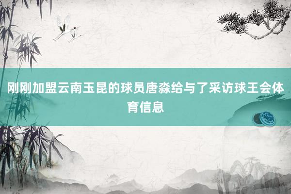 刚刚加盟云南玉昆的球员唐淼给与了采访球王会体育信息