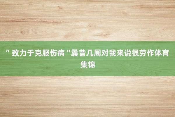 ”致力于克服伤病“曩昔几周对我来说很劳作体育集锦