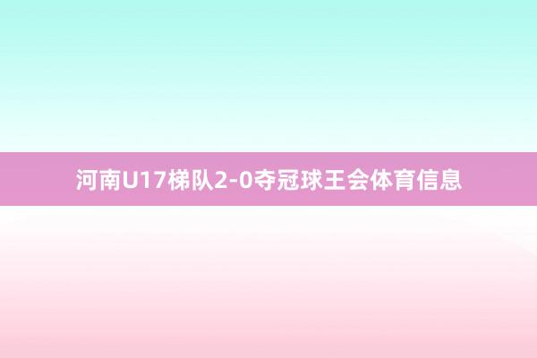 河南U17梯队2-0夺冠球王会体育信息