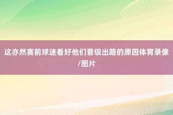 这亦然赛前球迷看好他们晋级出路的原因体育录像/图片