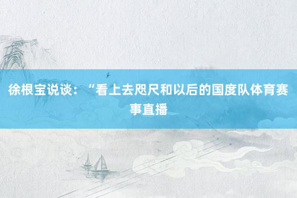 徐根宝说谈：“看上去咫尺和以后的国度队体育赛事直播