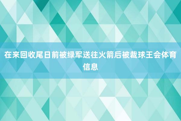 在来回收尾日前被绿军送往火箭后被裁球王会体育信息
