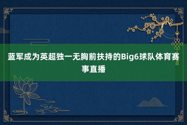 蓝军成为英超独一无胸前扶持的Big6球队体育赛事直播