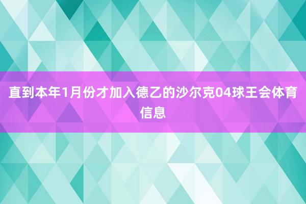 直到本年1月份才加入德乙的沙尔克04球王会体育信息