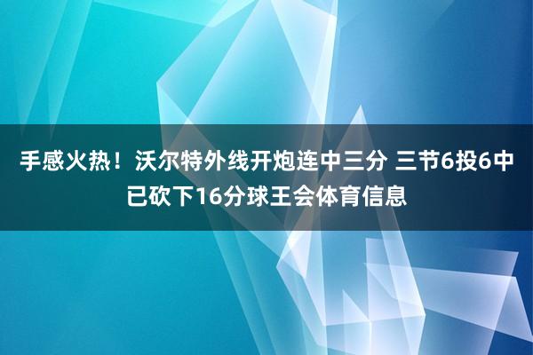 手感火热！沃尔特外线开炮连中三分 三节6投6中已砍下16分球王会体育信息
