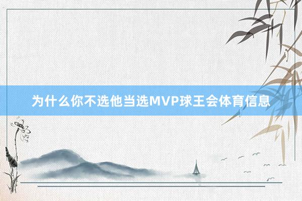 为什么你不选他当选MVP球王会体育信息